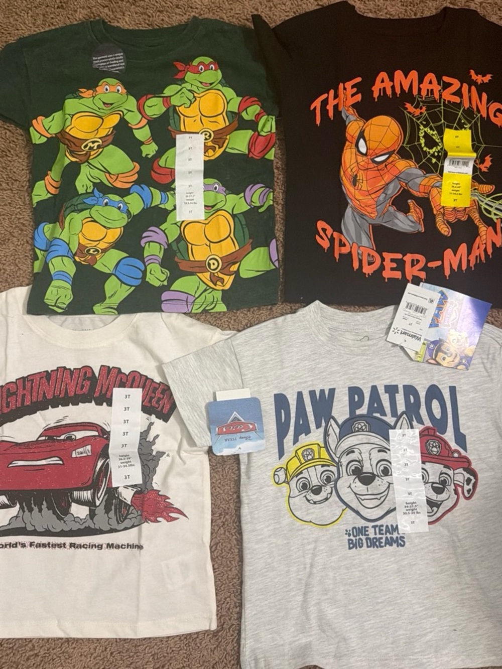 Spider-Man & Character Kids Graphic Tee Bundle - Gray, Black, Green, White